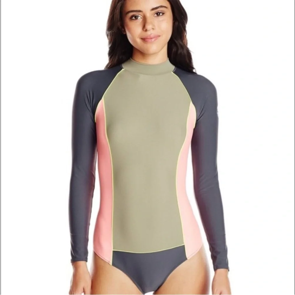 Rip Curl Maverick Rash Guard surf suit swimsuit Zip Up Color Block One Piece XS - Picture 3 of 10